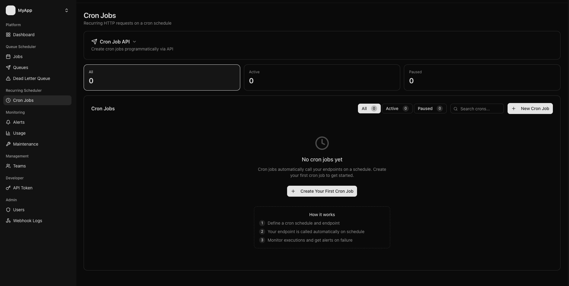 Recuro Cron Jobs screenshot