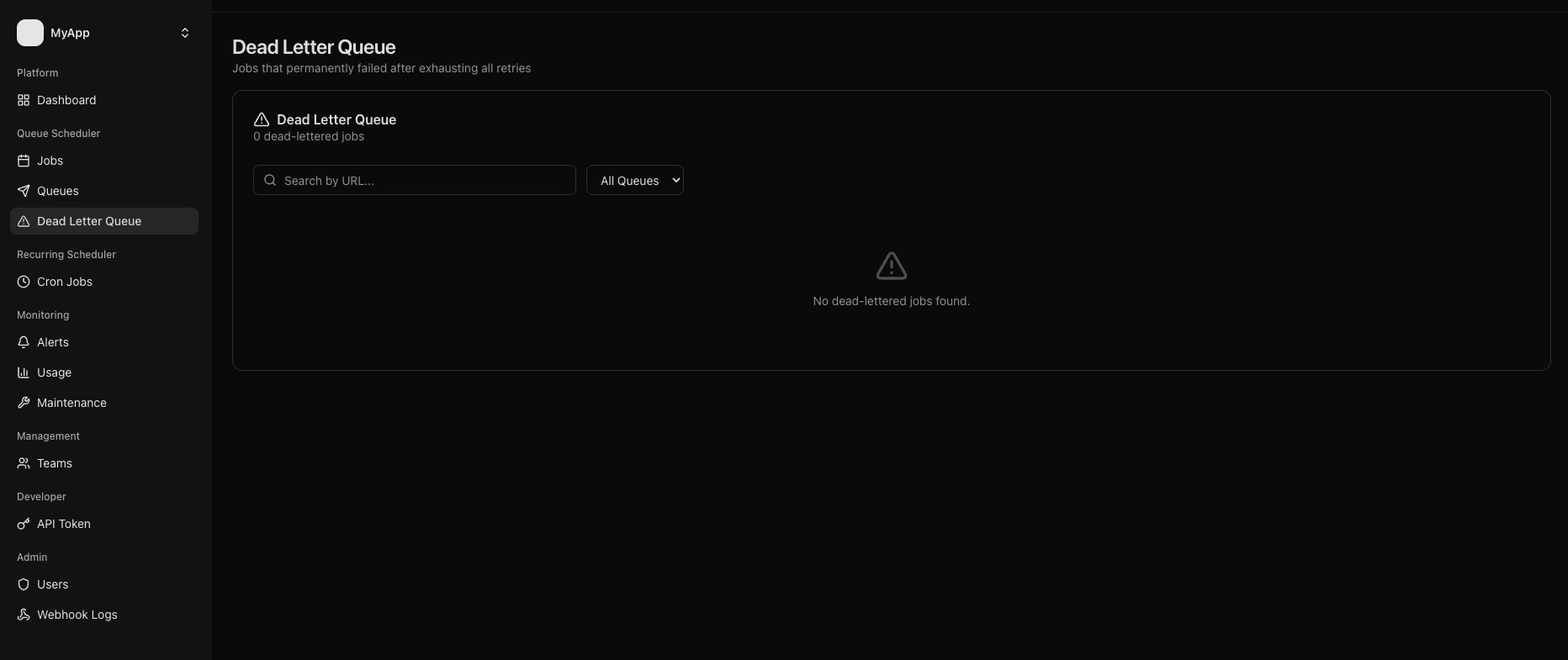 Recuro Dead Letter Queue screenshot